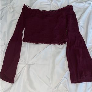 Wide winged off shoulder crop top